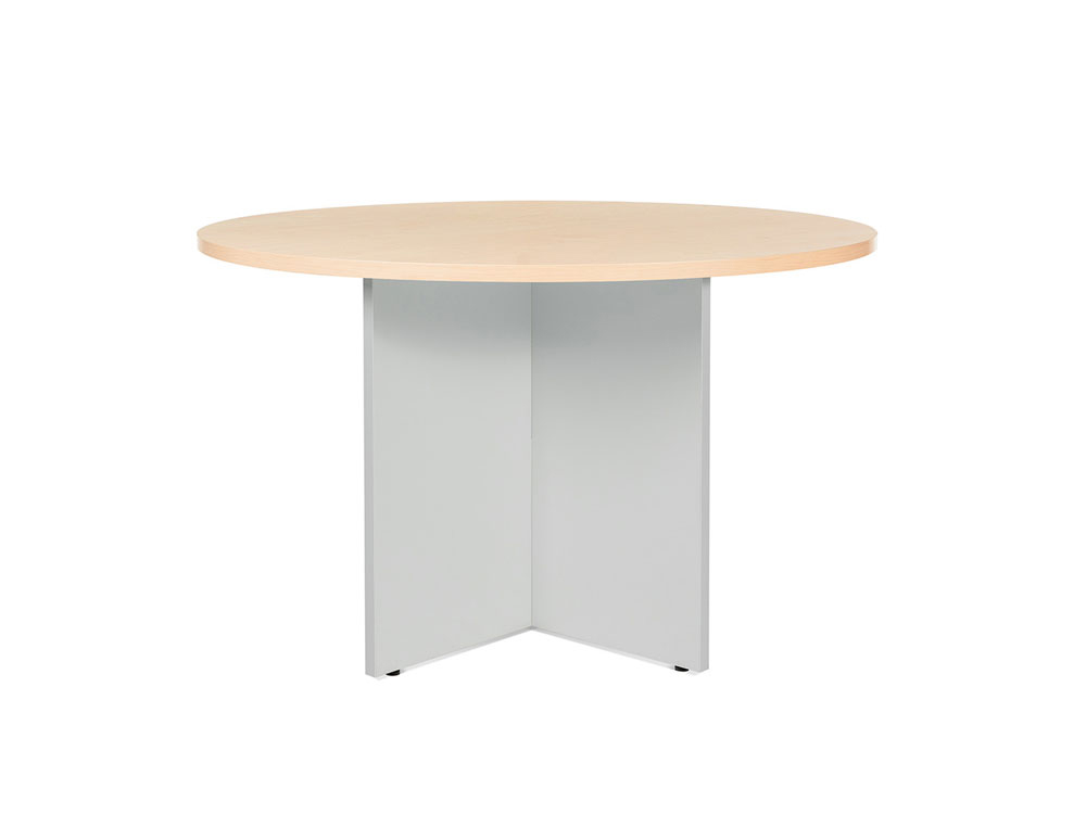 MESA DE REUNION ROCADA MEETING 3006AN01V24 ESTRUCTURA MADERA GRIS EN ASPAS TABLERO HAYA 120 CM DIAMETRO