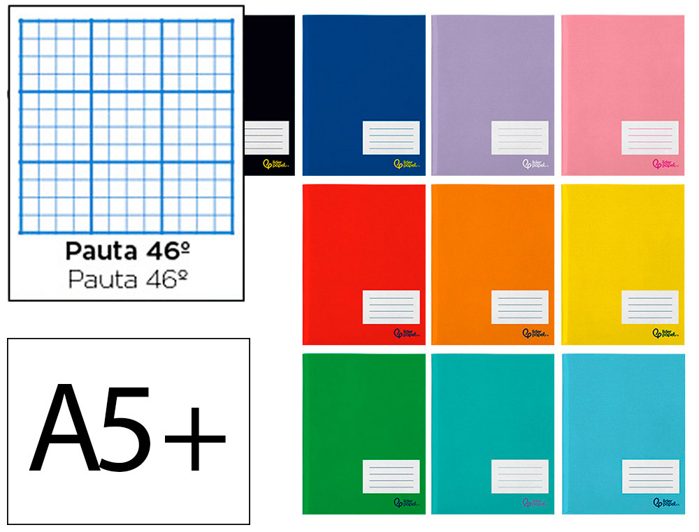 LIBRETA LIDERPAPEL SMART A5 PLUS 32 HOJAS 75 GR RAYADO N46 COLORES SURTIDOS