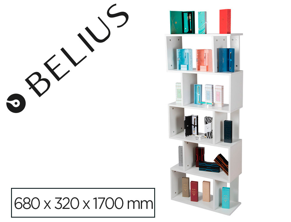 EXPOSITOR LOTE BELIUS DE PIE BLANCO 50 PIEZAS MELAMINA 5 ESTANTES 680X320X1700 MM