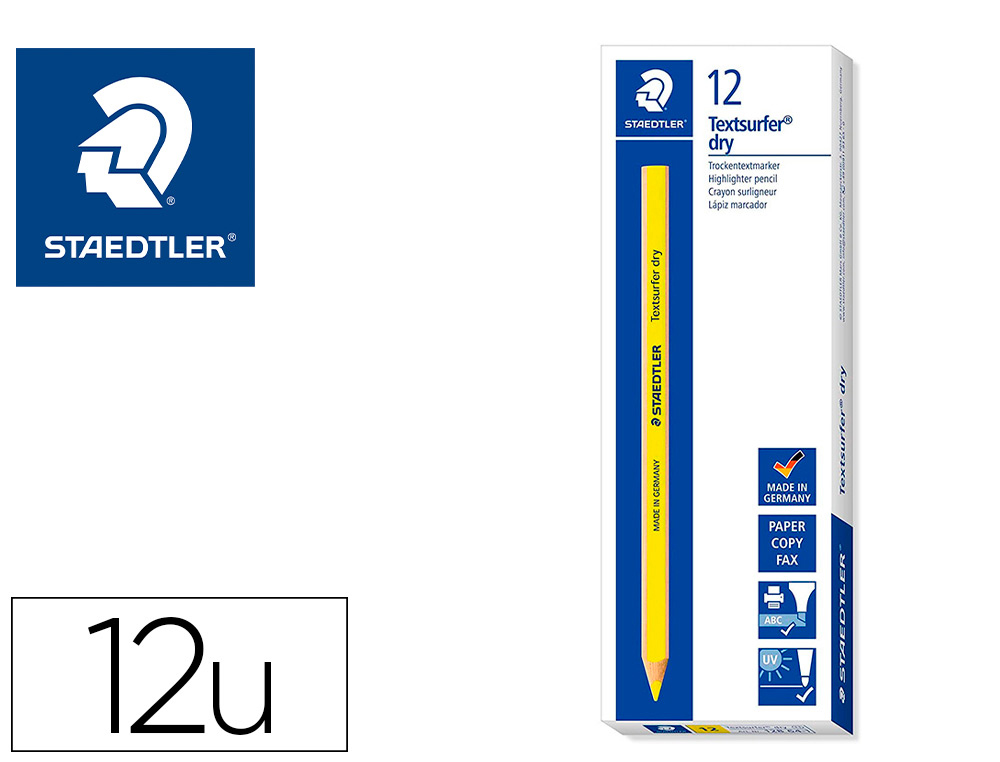 LAPICES FLUORESCENTE STAEDTLER TEXTSURFER DRY AMARILLO CAJA DE 12 UNIDADES