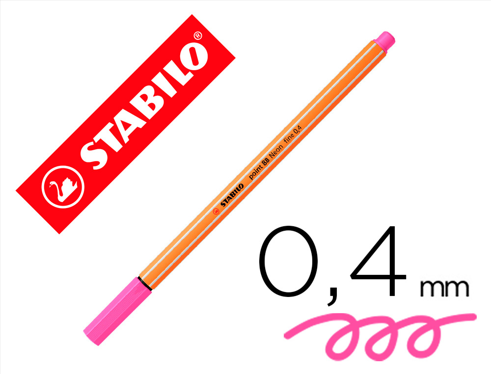 ROTULADOR STABILO PUNTA DE FIB RA POINT 88 ROSA NEON PUNTA FINA 0,4MM