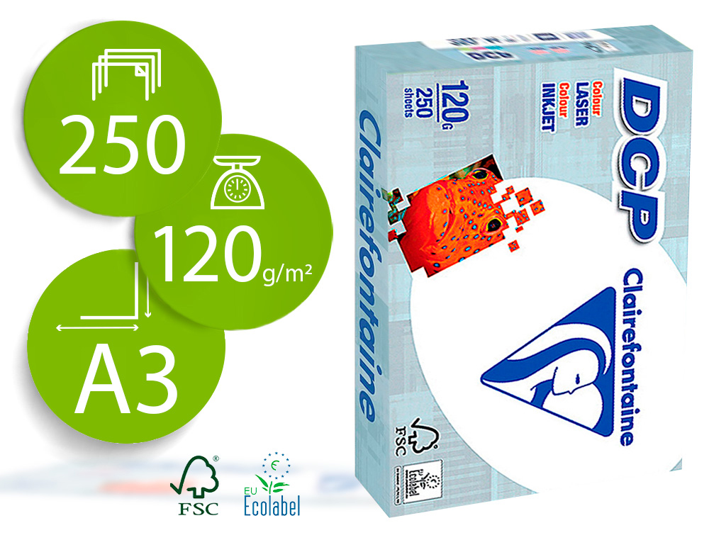 PAPEL FOTOCOPIADORA CLAIREFONTAINE DIN A3 120 GRAMOS PAQUETE DE 250 HOJAS