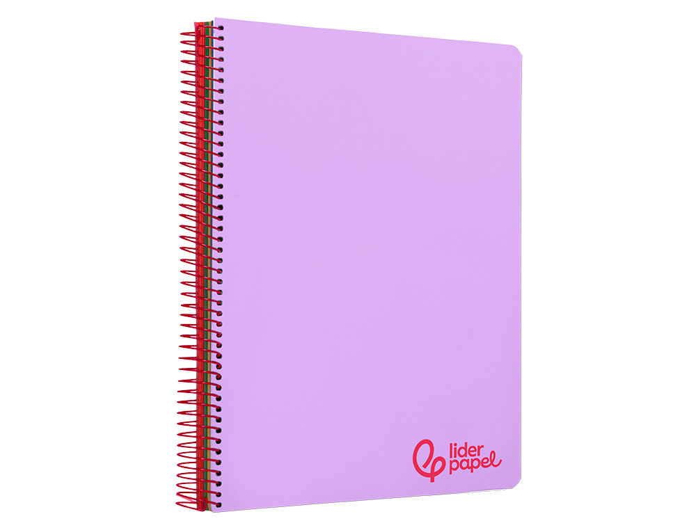 CUADERNO ESPIRAL LIDERPAPEL A4 MICRO WONDER TAPA PLASTICO 120H 90 GR CUADRO 5MM 5 BANDA 4 TALADROS COLOR LILA