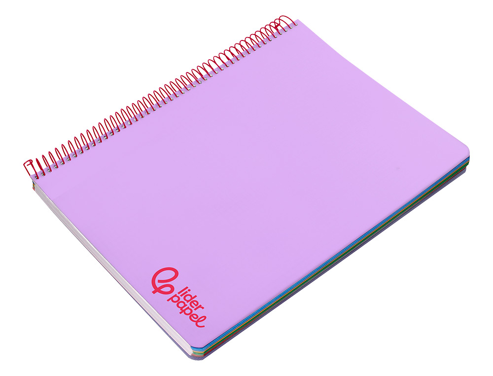 CUADERNO ESPIRAL LIDERPAPEL A4 MICRO WONDER TAPA PLASTICO 120H 90 GR CUADRO 5MM 5 BANDA 4 TALADROS COLOR LILA