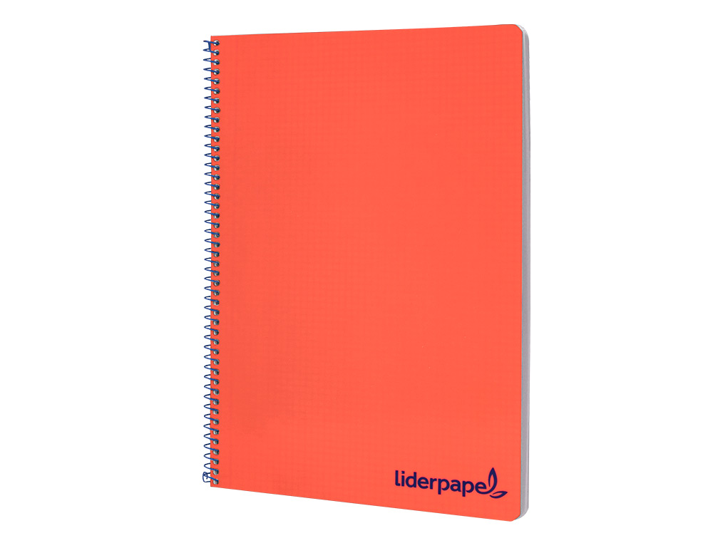 CUADERNO ESPIRAL LIDERPAPEL A4 WONDER TAPA PLASTICO 80H 90GR CUADRO 4MM CON MARGEN COLOR ROJO