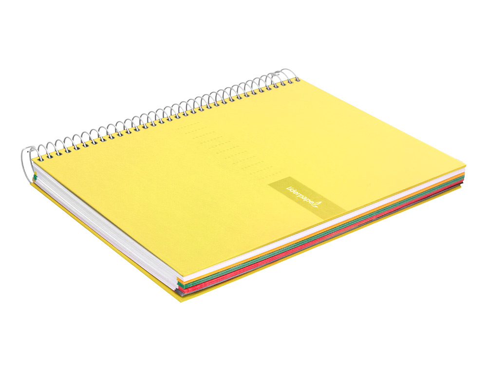 CUADERNO ESPIRAL LIDERPAPEL A5 MICRO CRAFTY TAPA FORRADA 120H 90GR CUADRO 5MM 5 BANDAS 6 TALADROS COLOR AMARILLO