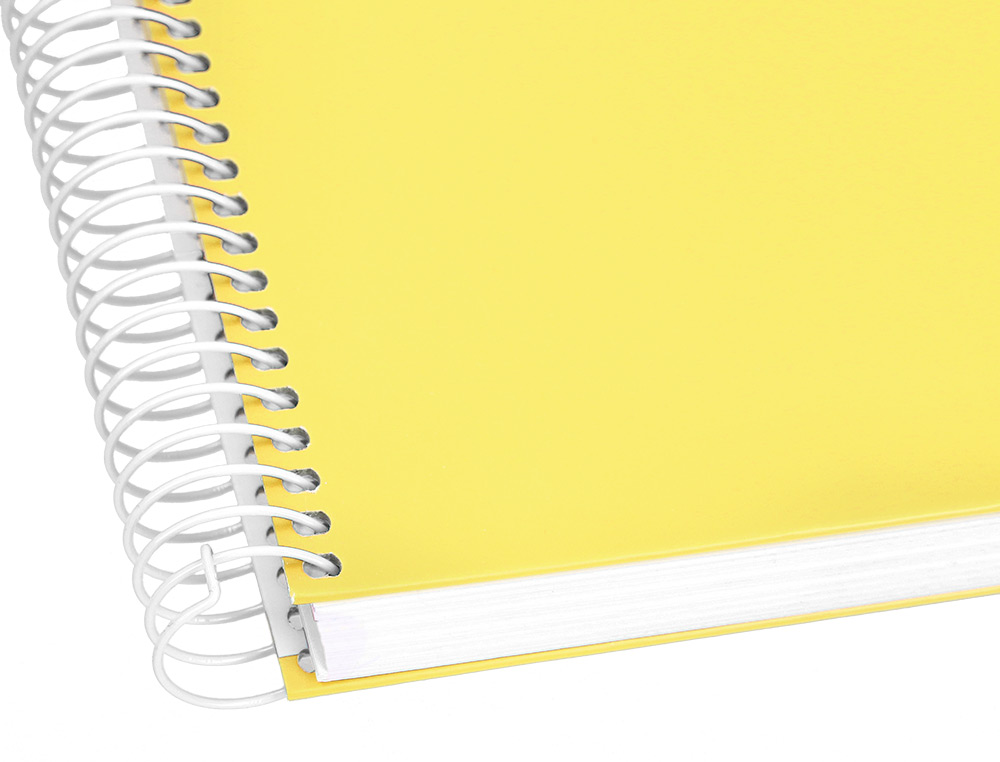 CUADERNO ESPIRAL LIDERPAPEL A5 MICRO CRAFTY TAPA FORRADA 120H 90GR CUADRO 5MM 5 BANDAS 6 TALADROS COLOR AMARILLO