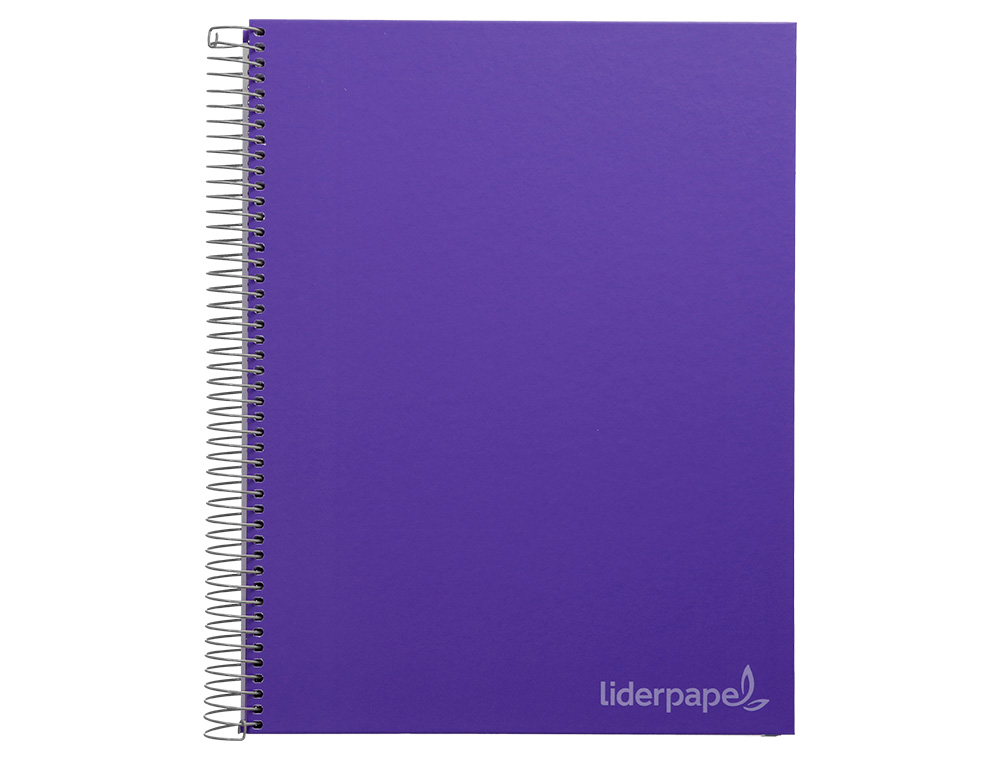 CUADERNO ESPIRAL LIDERPAPEL A4 MICRO JOLLY TAPA FORRADA 140H 75 GR CUADRO 5MM 5 BANDAS 4 TALADROS COLOR LILA