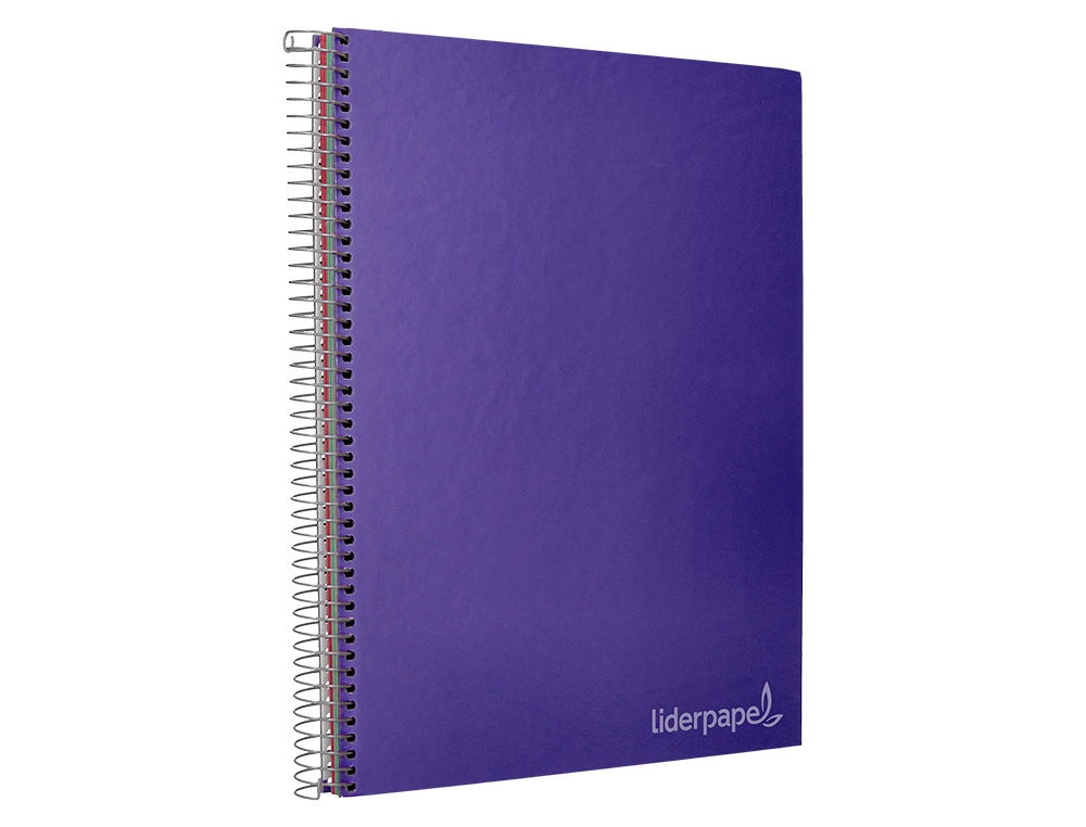 CUADERNO ESPIRAL LIDERPAPEL A4 MICRO JOLLY TAPA FORRADA 140H 75 GR CUADRO 5MM 5 BANDAS 4 TALADROS COLOR LILA