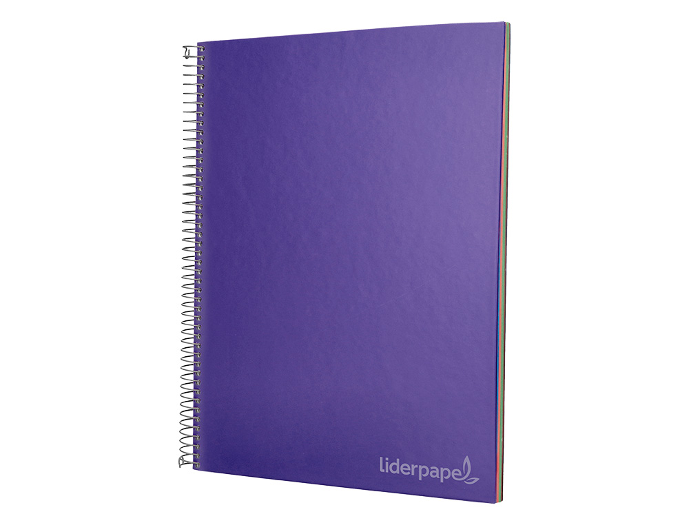 CUADERNO ESPIRAL LIDERPAPEL A4 MICRO JOLLY TAPA FORRADA 140H 75 GR CUADRO 5MM 5 BANDAS 4 TALADROS COLOR LILA