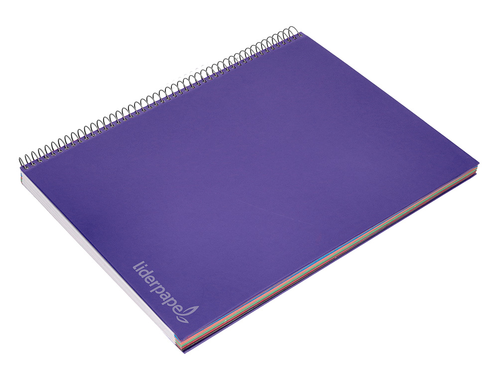 CUADERNO ESPIRAL LIDERPAPEL A4 MICRO JOLLY TAPA FORRADA 140H 75 GR CUADRO 5MM 5 BANDAS 4 TALADROS COLOR LILA