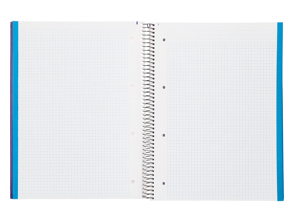 CUADERNO ESPIRAL LIDERPAPEL A4 MICRO JOLLY TAPA FORRADA 140H 75 GR CUADRO 5MM 5 BANDAS 4 TALADROS COLOR LILA