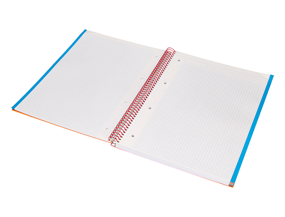 CUADERNO ESPIRAL LIDERPAPEL A4 MICRO JOLLY TAPA FORRADA 140H 75 GR CUADRO 5MM 5 BANDAS4 TALADROS COLOR NARANJA