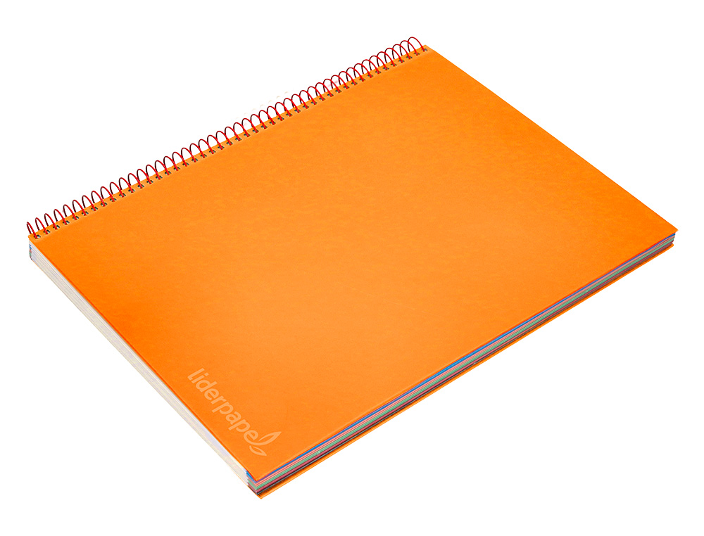 CUADERNO ESPIRAL LIDERPAPEL A4 MICRO JOLLY TAPA FORRADA 140H 75 GR CUADRO 5MM 5 BANDAS4 TALADROS COLOR NARANJA