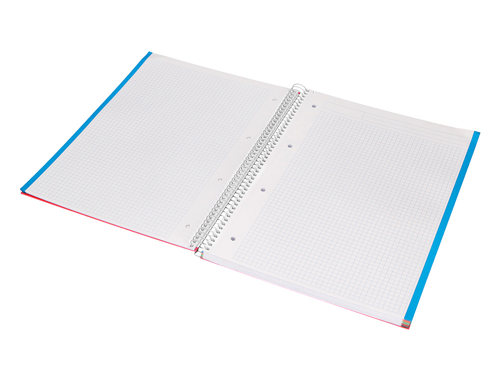 CUADERNO ESPIRAL LIDERPAPEL A4 MICRO JOLLY TAPA FORRADA 140H 75GR CUADRO 4MM 5 BANDAS 4 TALADROS COLORES SURTIDOS