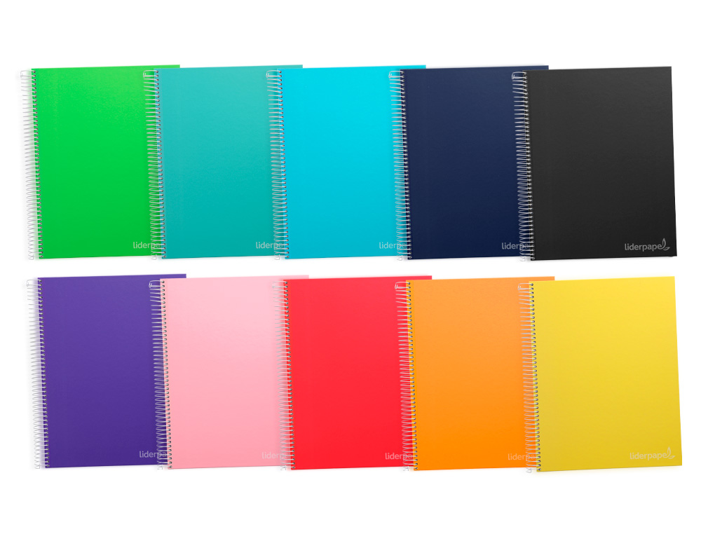 CUADERNO ESPIRAL LIDERPAPEL A4 MICRO JOLLY TAPA FORRADA 140H 75GR CUADRO 4MM 5 BANDAS 4 TALADROS COLORES SURTIDOS