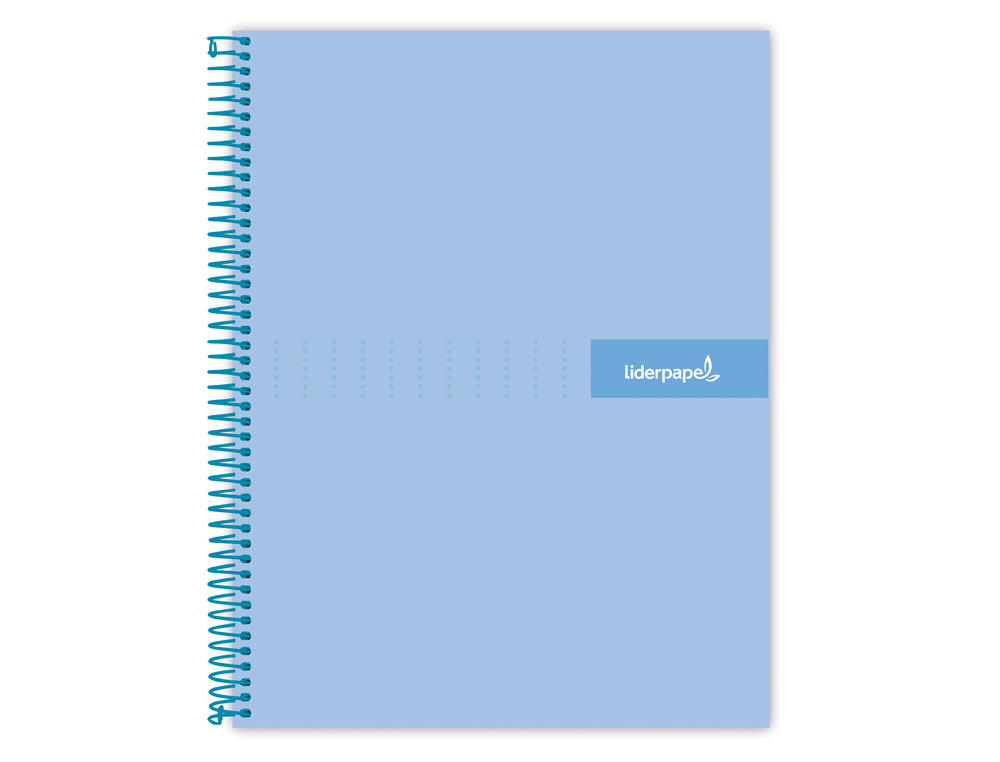 CUADERNO ESPIRAL LIDERPAPEL A4 MICRO CRAFTY TAPA FORRADA 120H 90 GR CUADRO 5MM 5 BANDAS 4 COLORES CELESTE