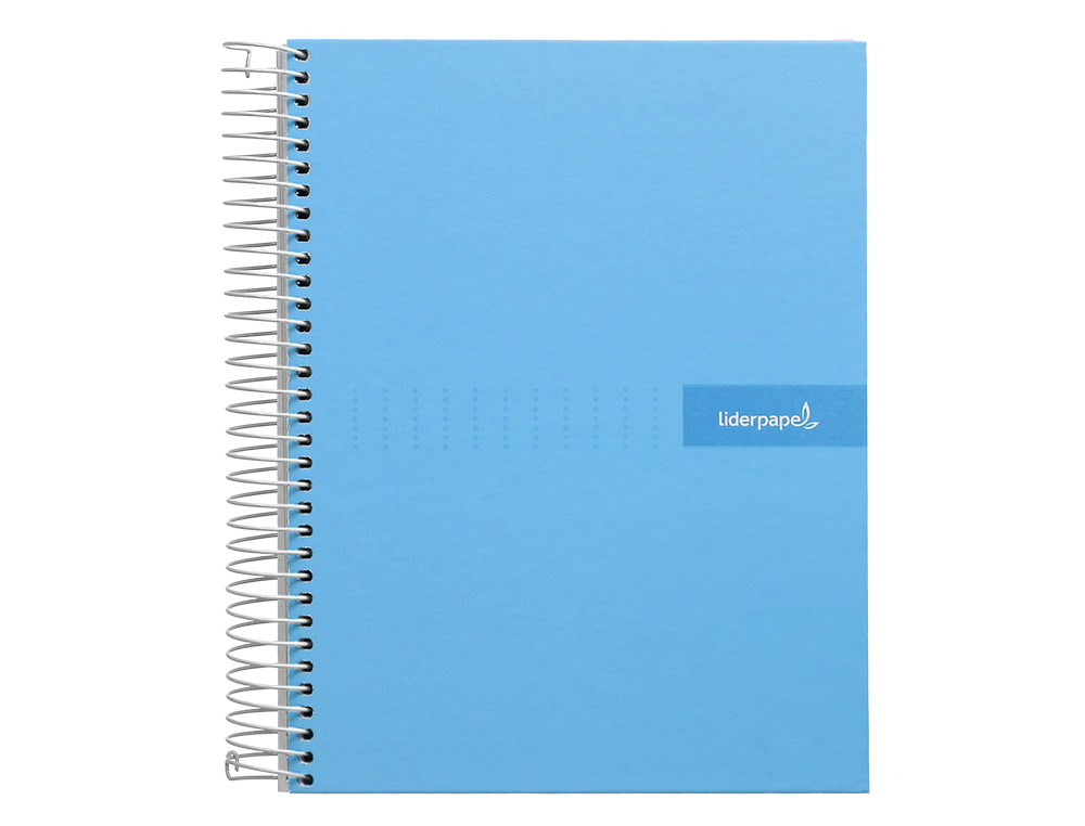 CUADERNO ESPIRAL LIDERPAPEL A4 MICRO CRAFTY TAPA FORRADA 120H 90 GR CUADRO 5MM 5 BANDAS 4 COLORES CELESTE