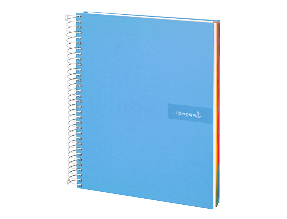 CUADERNO ESPIRAL LIDERPAPEL A4 MICRO CRAFTY TAPA FORRADA 120H 90 GR CUADRO 5MM 5 BANDAS 4 COLORES CELESTE