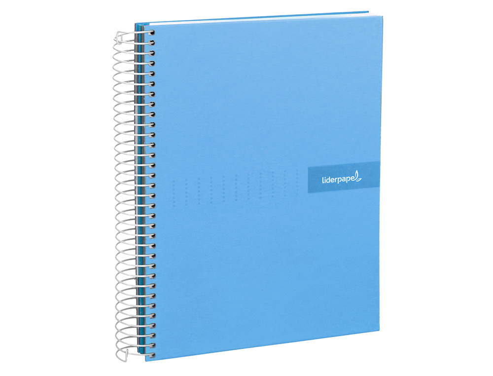 CUADERNO ESPIRAL LIDERPAPEL A4 MICRO CRAFTY TAPA FORRADA 120H 90 GR CUADRO 5MM 5 BANDAS 4 COLORES CELESTE