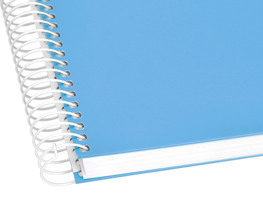 CUADERNO ESPIRAL LIDERPAPEL A4 MICRO CRAFTY TAPA FORRADA 120H 90 GR CUADRO 5MM 5 BANDAS 4 COLORES CELESTE