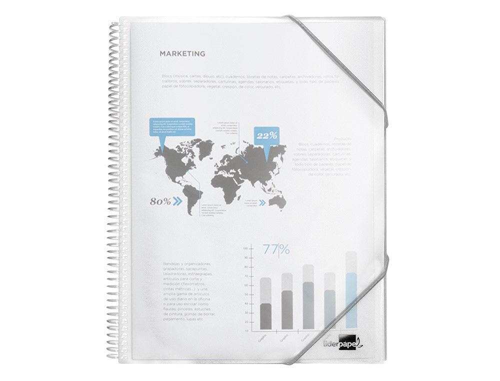 CARPETA LIDERPAPEL ESCAPARATE CON ESPIRAL 40 FUNDAS POLIPROPILENO DIN A4 TRANSPARENTE