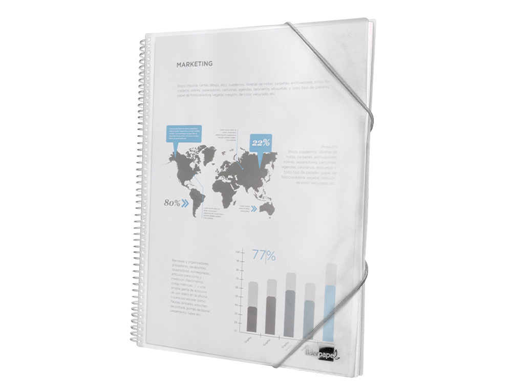 CARPETA LIDERPAPEL ESCAPARATE CON ESPIRAL 40 FUNDAS POLIPROPILENO DIN A4 TRANSPARENTE