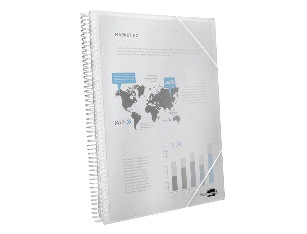 CARPETA LIDERPAPEL ESCAPARATE CON ESPIRAL 40 FUNDAS POLIPROPILENO DIN A4 TRANSPARENTE