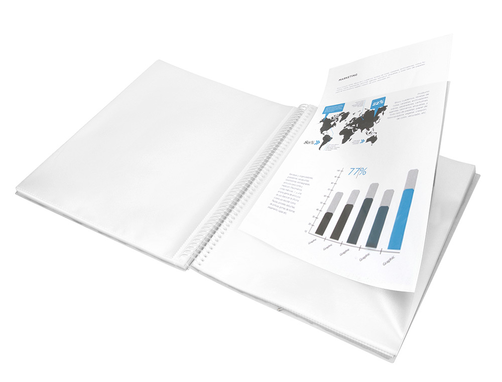 CARPETA LIDERPAPEL ESCAPARATE CON ESPIRAL 40 FUNDAS POLIPROPILENO DIN A4 TRANSPARENTE