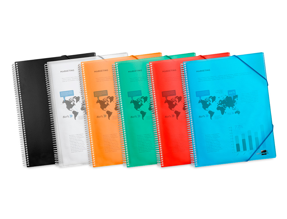 CARPETA LIDERPAPEL ESCAPARATE CON ESPIRAL 40 FUNDAS POLIPROPILENO DIN A4 TRANSPARENTE