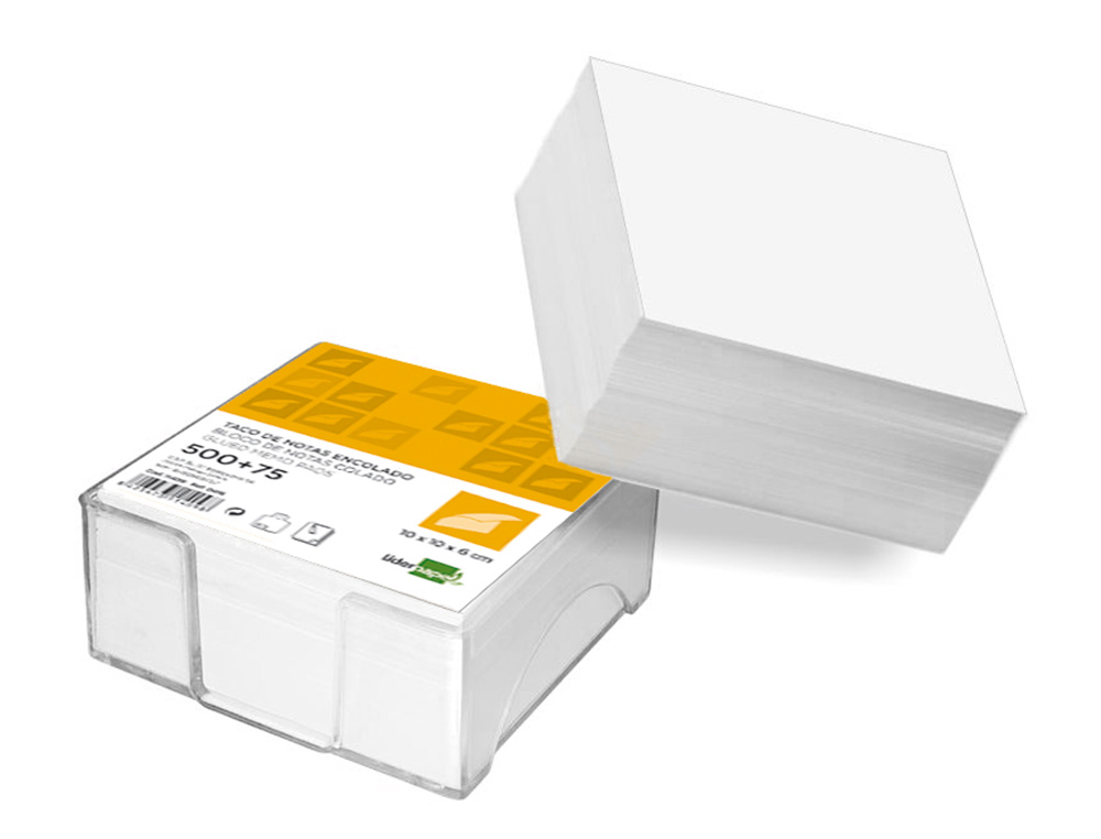 TACO PAPEL LIDERPAPEL ENCOLADO BLANCO 500+75 HOJAS 100X100X60 MM 80 GR
