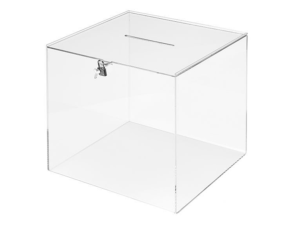 URNA ELECTORAL ARCHIVO 2000 CUADRADA CON CERRADURA Y 2 LLAVES METACRILATO 300X300X300 MM