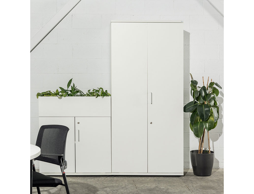 ARMARIO ROCADA CON CINCO ESTANTES SERIE STORE 195X90X45 CM ACABADO AN04 GRIS/BLANCO