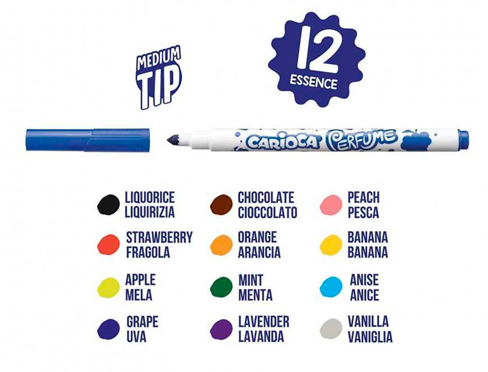 ROTULADOR CARIOCA PERFUME CAJA DE 12 UNIDADES COLORES SURTIDOS