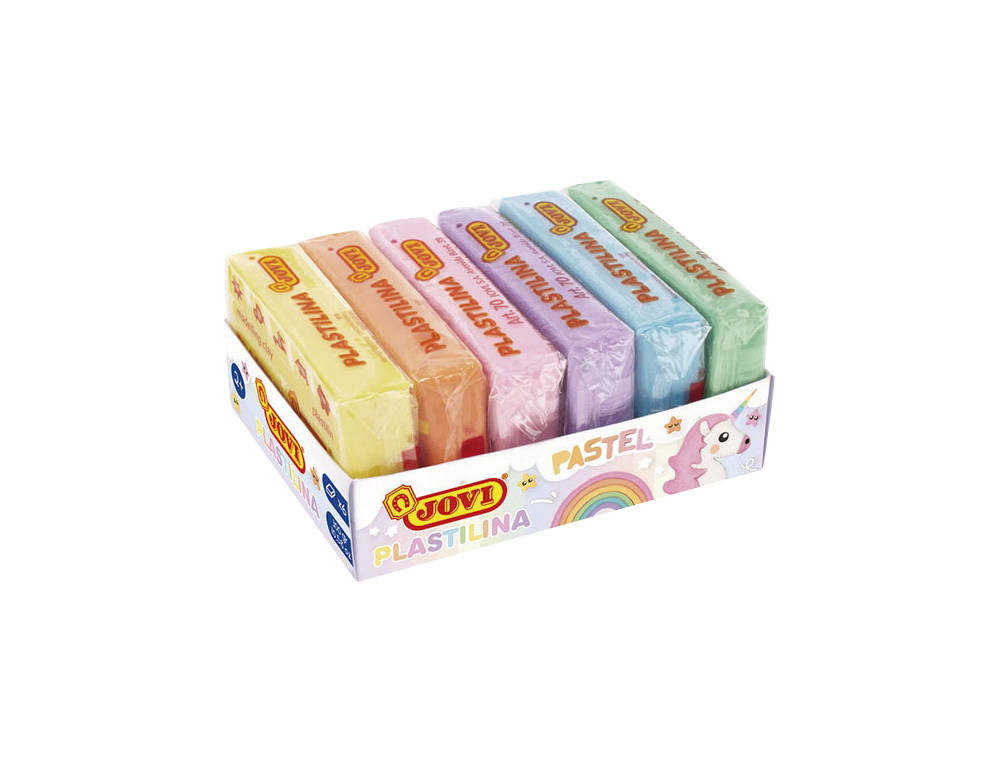 PLASTILINA JOVI 70 TAMAO PEQUEO CAJA DE 6 UNIDADES COLORES PASTEL SURTIDOS 50G