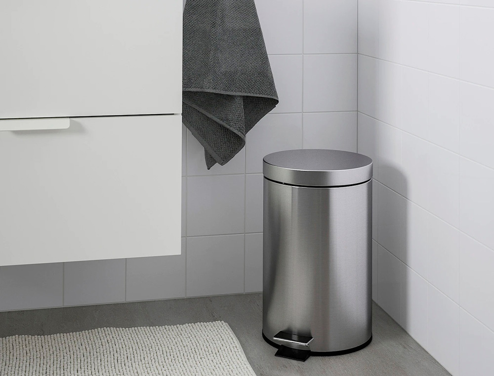 PAPELERA METALICA Q-CONNECT CON PEDAL CROMADA 25X38CM CAPACIDAD 12 LITROS