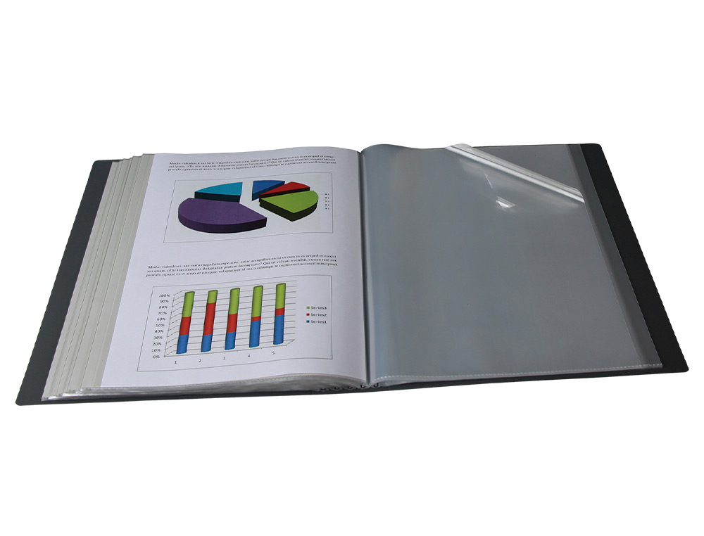 CARPETA LIDERPAPEL 60 FUNDAS CANGURO PP DIN A4 NEGRO OPACO PORTADA Y LOMO PERSONALIZABLE