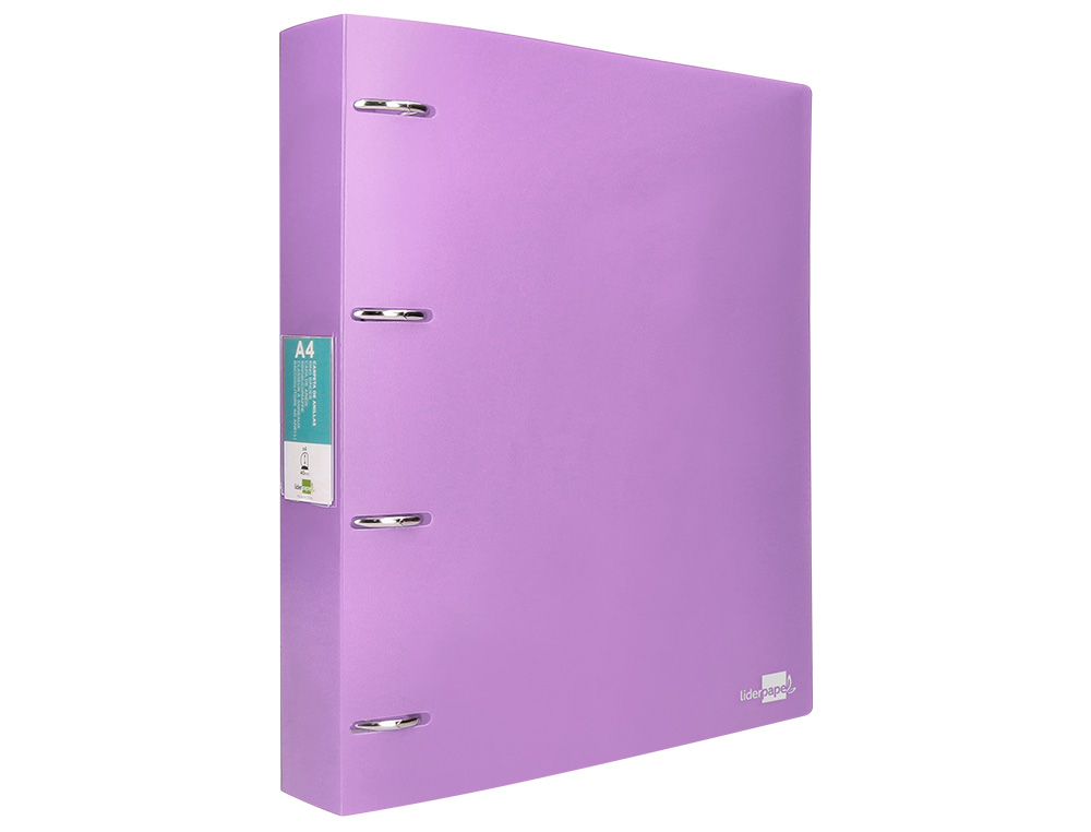 CARPETA LIDERPAPEL 4 ANILLAS MIXTAS 40 MM POLIPROPILENO DIN A4 LAVANDA OPACO