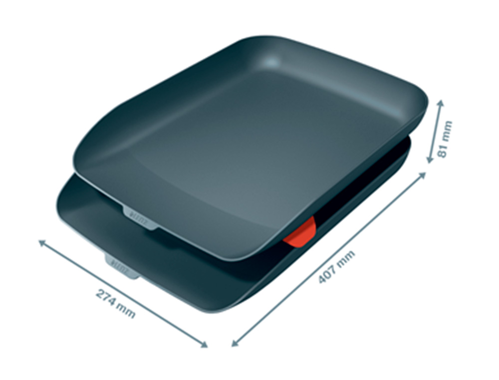 BANDEJA SOBREMESA PLASTICO LEITZ COSY SET DE 2 UNIDADES GRIS 274X81X407 MM