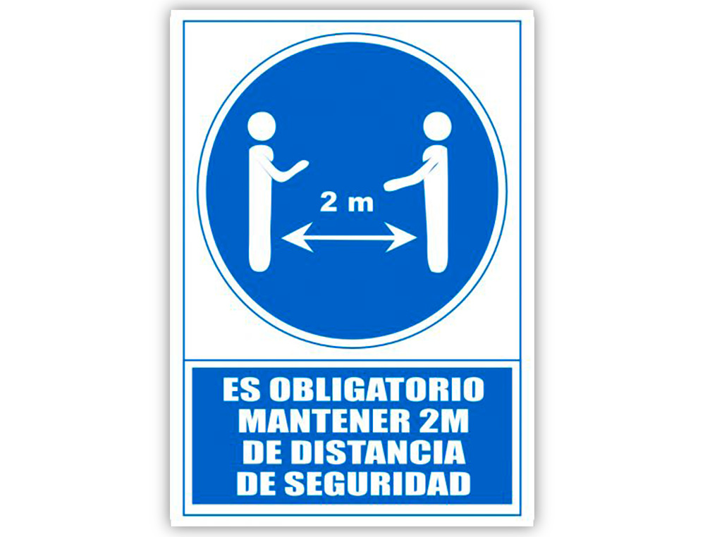 PICTOGRAMA ARCHIVO 2000 OBLIGATORIO MANTENER 2 M DE DISTANCIA DE SEGURIDAD PVC COLOR AZUL 210X297 MM