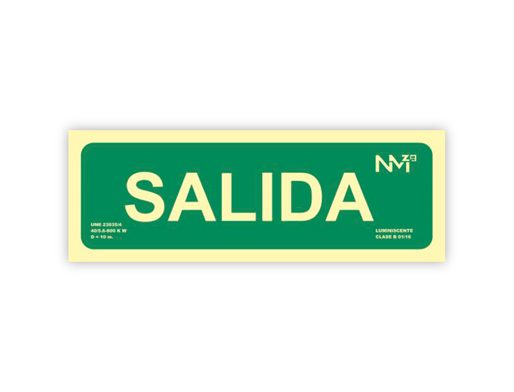 PICTOGRAMA ARCHIVO 2000 SALIDA PVC VERDE LUMINISCENTE 300X105 MM PACK DE 2 UNIDADES