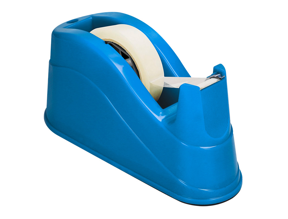 PORTARROLLO SOBREMESA Q-CONNECT PLASTICO PARA CINTAS DE 66 MT COLOR AZUL 220X100X70 MM