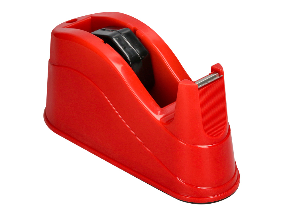 PORTARROLLO SOBREMESA Q-CONNECT PLASTICO PARA CINTAS DE 66 MT COLOR ROJO 220X100X70 MM