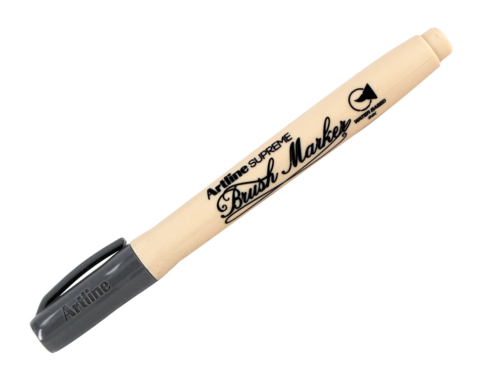 ROTULADOR ARTLINE SUPREME BRUSH EPFS PINTURA BASE DE AGUA PUNTA TIPO PINCEL TRAZO FINO GRIS