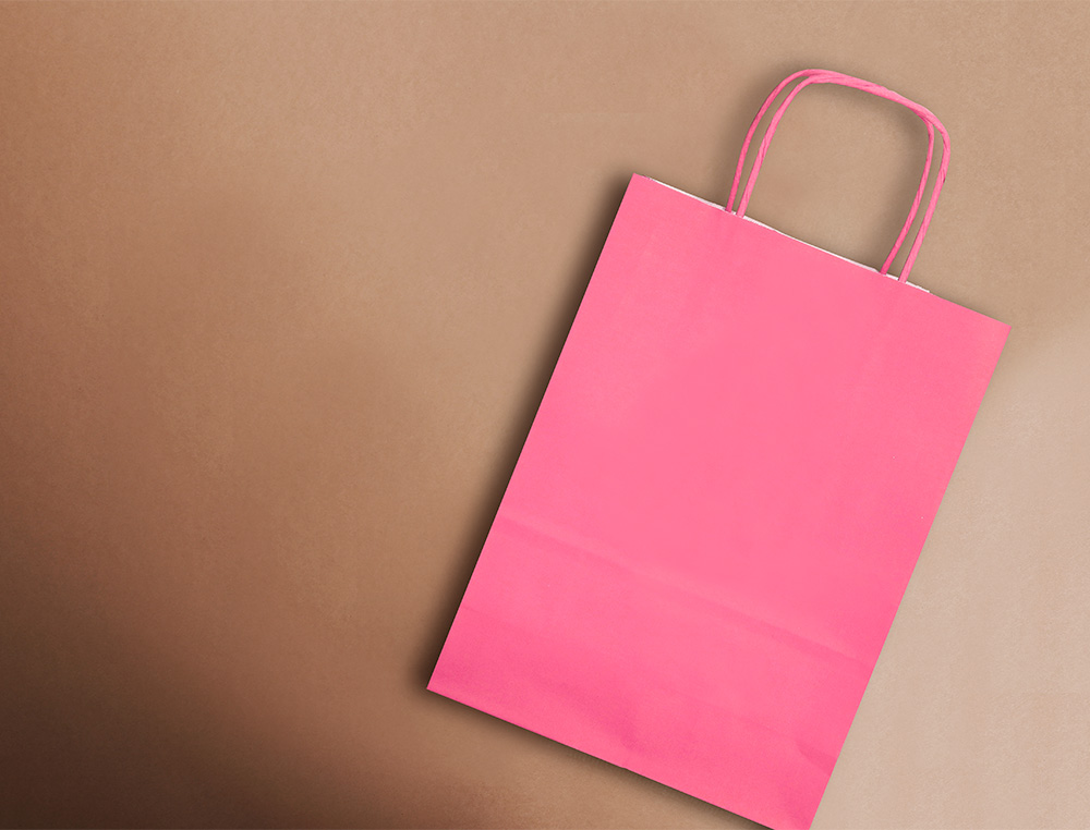 BOLSA PAPEL Q-CONNECT CELULOSA ROSA L CON ASA RETORCIDA 320X400X14 MM