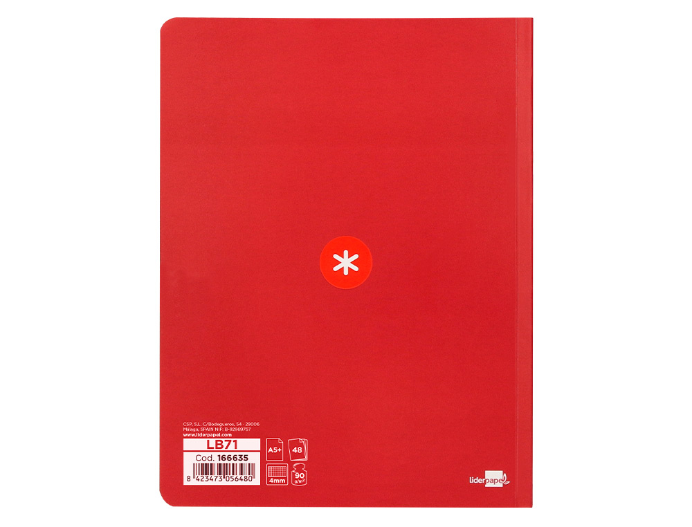 LIBRETA ANTARTIK A5+ PLUS COSIDA 48 HOJAS 90GR CUADRO 4MM CON MARGEN 6 COLORES SURTIDOS