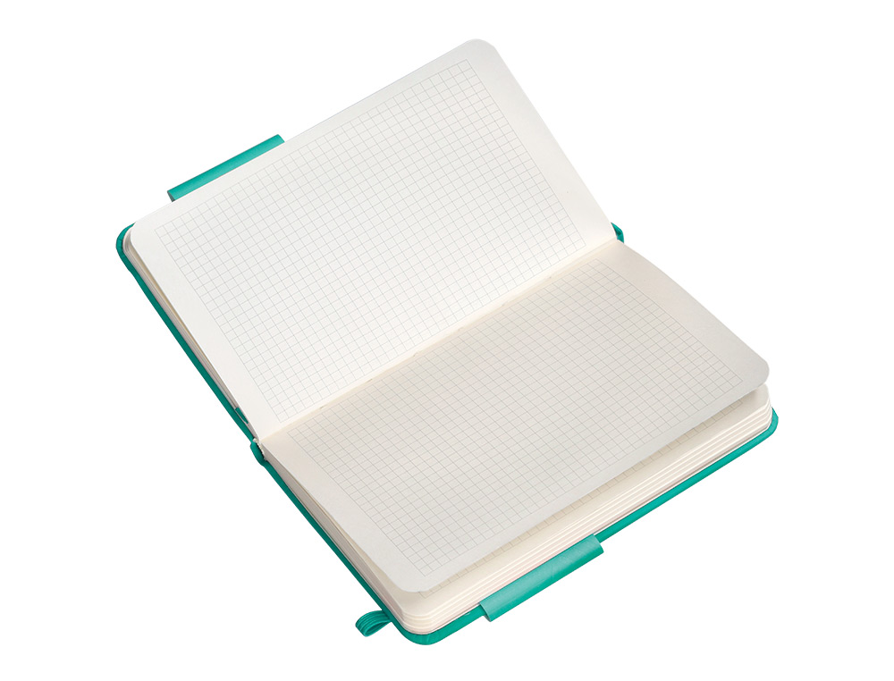 CUADERNO CON GOMILLA ANTARTIK NOTES TAPA DURA A6 HOJAS CUADRICULA TURQUESA 100 HOJAS 80 GR FSC