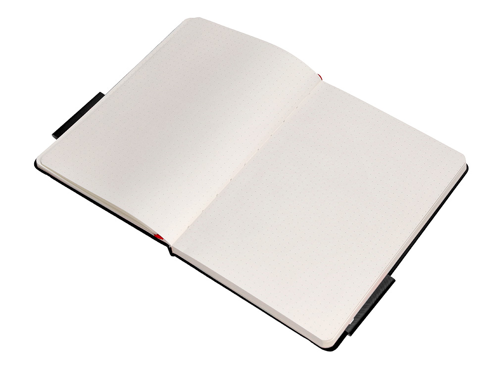 CUADERNO CON GOMILLA ANTARTIK NOTES TAPA DURA A5 HOJAS PUNTOS NEGRO Y ROJO 100 HOJAS 80 GR FSC