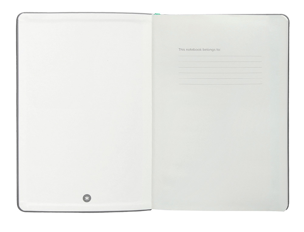 CUADERNO CON GOMILLA ANTARTIK NOTES TAPA DURA A5 HOJAS LISAS GRIS Y TURQUESA 100 HOJAS 80 GR FSC