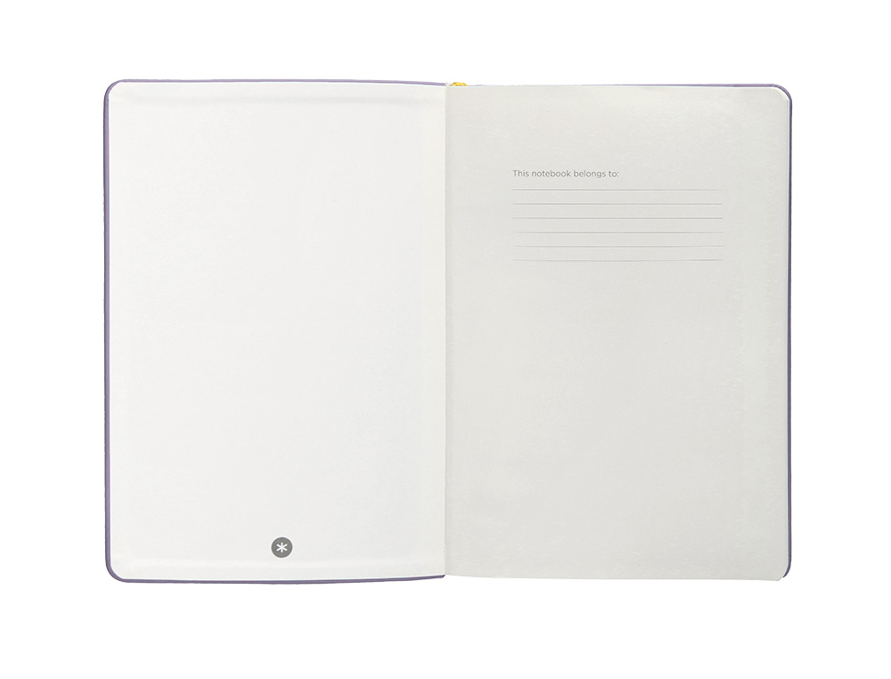 CUADERNO CON GOMILLA ANTARTIK NOTES TAPA DURA A4 HOJAS LISAS MORADO Y AMARILLO 100 HOJAS 80 GR FSC